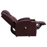 Armstrong Power Lift Recliner with Heat & Massage - Wine Faux Leather with Cup Holders – view 10