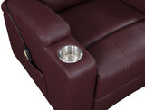 Armstrong Power Lift Recliner with Heat & Massage - Wine Faux Leather with Cup Holders – view 11