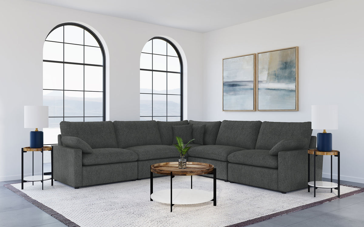 Collins Modular Power Reclining Sectional, Sofa & Home Theater Seating - Dark Grey Fabric – view 1