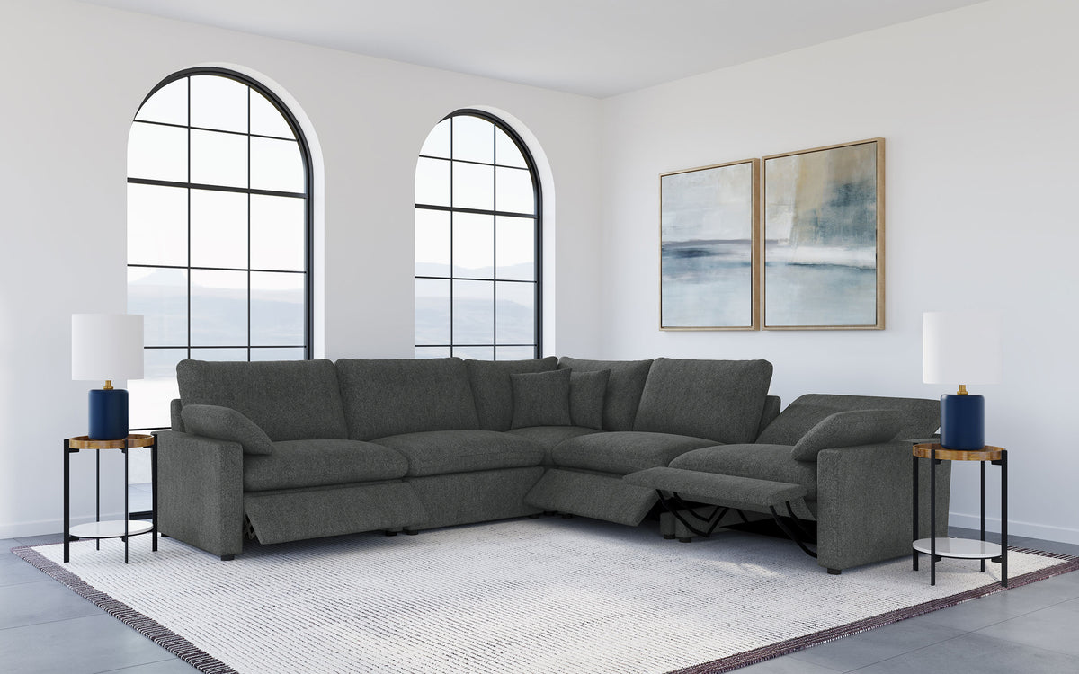 Collins Modular Power Reclining Sectional, Sofa & Home Theater Seating - Dark Grey Fabric – view 15