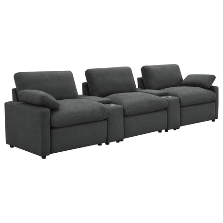 Collins Modular Power Reclining Sectional, Sofa & Home Theater Seating - 5pcs- Home Theater Seating (3 Recliners + 2 Consoles)