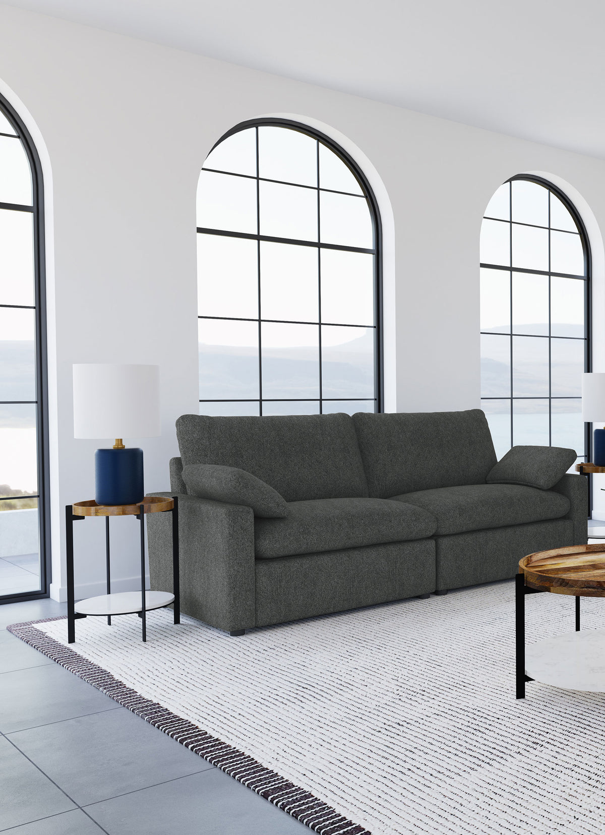 Collins Modular Power Reclining Sectional, Sofa & Home Theater Seating - Dark Grey Fabric - lifestyle