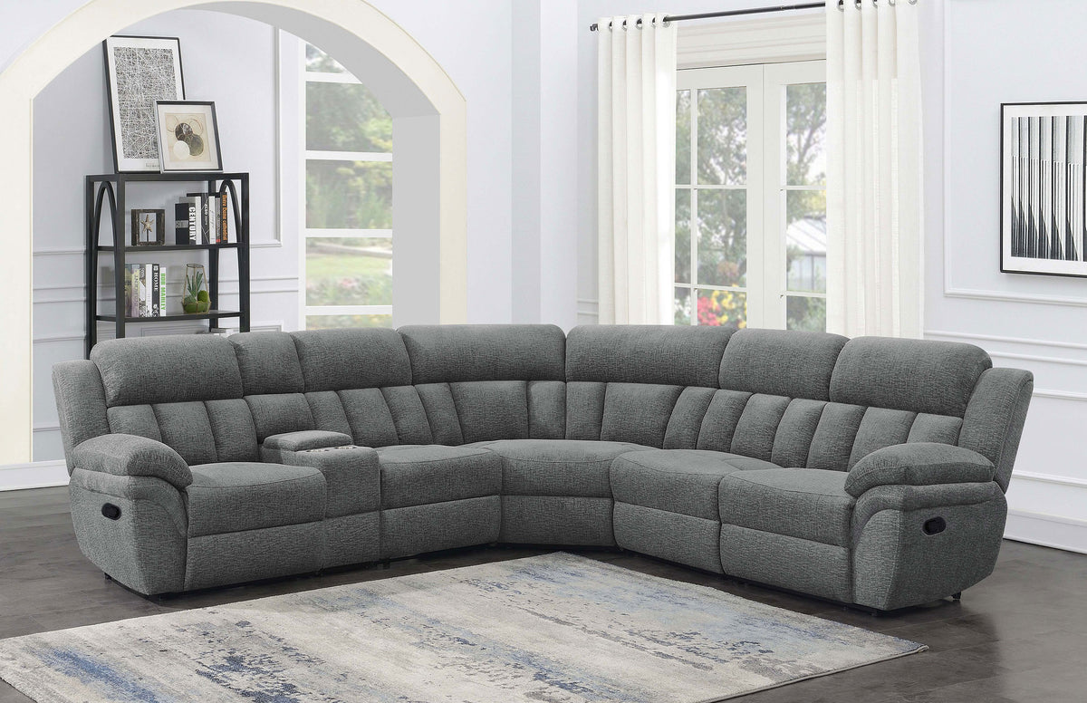 Bahrain Reclining Sectional, Sofa, Loveseat, Glider Recliner & Home Theater Seating - Charcoal Chenille, Manual or Power – view 1