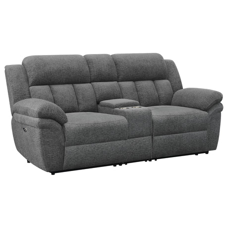 Bahrain Reclining Sectional, Sofa, Loveseat, Glider Recliner & Home Theater Seating - Reclining Loveseat with Console / Power