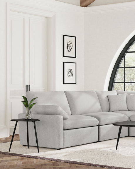 Collins Modular Power Reclining Sectional, Sofa & Theater Seating - Grey Fabric with Black Legs - lifestyle
