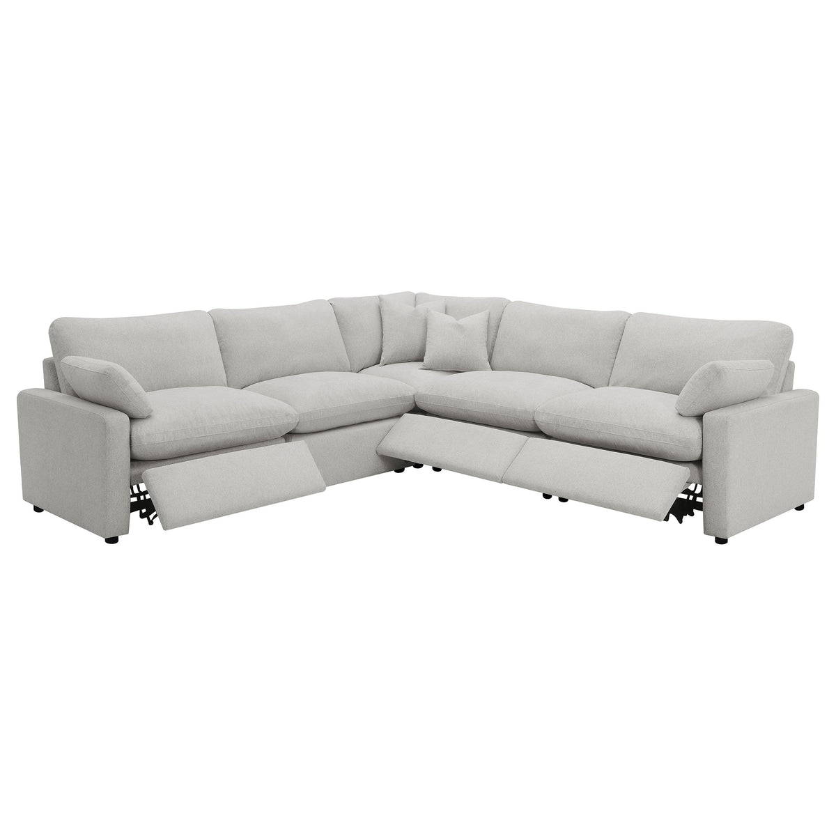 Collins Modular Power Reclining Sectional, Sofa & Theater Seating - Grey Fabric with Black Legs – view 16