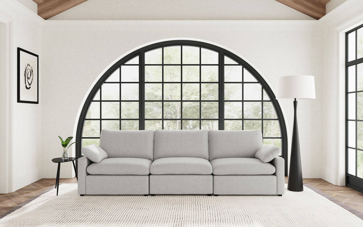 Collins Modular Power Reclining Sectional, Sofa & Theater Seating - Grey Fabric with Black Legs - lifestyle
