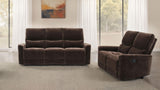 Navarro Reclining Sofa, Loveseat & Glider Recliner - Channel-Tufted Dark Brown Chenille Living Room Sets - lifestyle