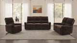 Navarro Reclining Sofa, Loveseat & Glider Recliner - Channel-Tufted Dark Brown Chenille Living Room Sets - lifestyle