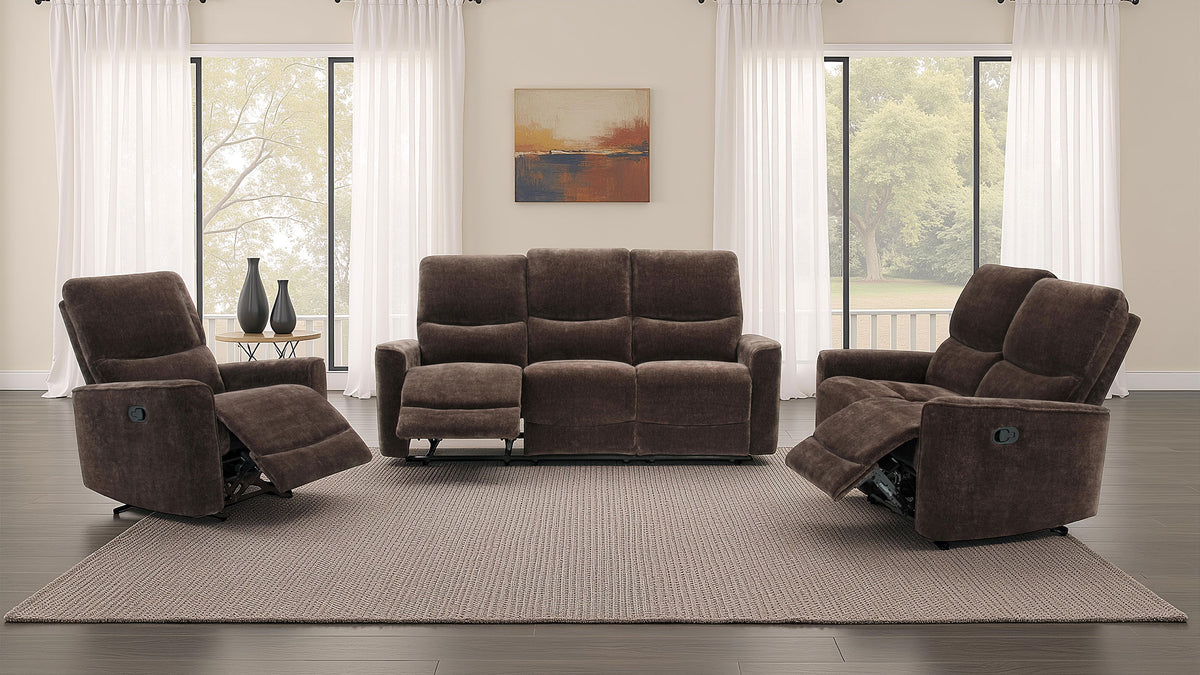 Navarro Reclining Sofa, Loveseat & Glider Recliner - 3pcs- Sofa + Loveseat + Recliner