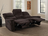 Navarro Reclining Sofa, Loveseat & Glider Recliner - Channel-Tufted Dark Brown Chenille Living Room Sets – view 11