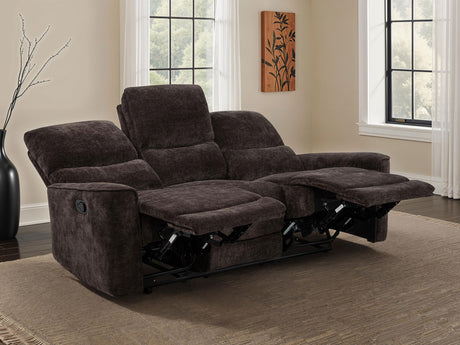 Navarro Reclining Sofa, Loveseat & Glider Recliner - Channel-Tufted Dark Brown Chenille Living Room Sets – view 11