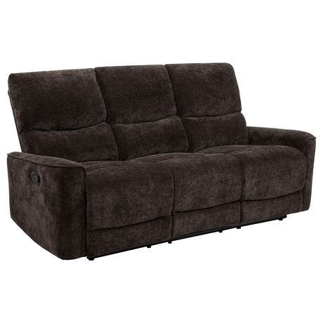 Navarro Reclining Sofa, Loveseat & Glider Recliner - Channel-Tufted Dark Brown Chenille Living Room Sets – view 12