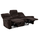 Navarro Reclining Sofa, Loveseat & Glider Recliner - Channel-Tufted Dark Brown Chenille Living Room Sets – view 13
