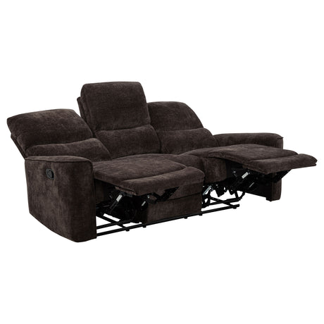 Navarro Reclining Sofa, Loveseat & Glider Recliner - Channel-Tufted Dark Brown Chenille Living Room Sets – view 13