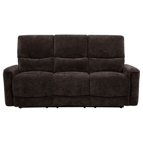 Navarro Reclining Sofa, Loveseat & Glider Recliner - Channel-Tufted Dark Brown Chenille Living Room Sets – view 14