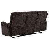 Navarro Reclining Sofa, Loveseat & Glider Recliner - Channel-Tufted Dark Brown Chenille Living Room Sets – view 15