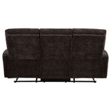 Navarro Reclining Sofa, Loveseat & Glider Recliner - Channel-Tufted Dark Brown Chenille Living Room Sets – view 16