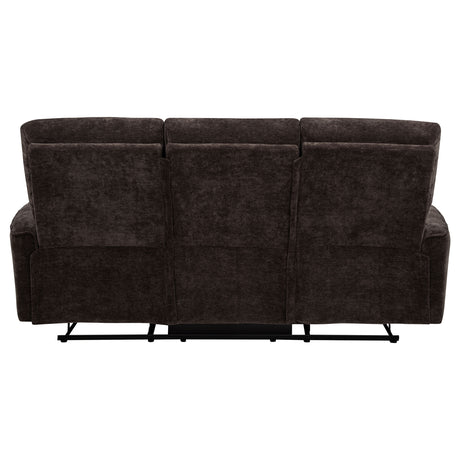 Navarro Reclining Sofa, Loveseat & Glider Recliner - Channel-Tufted Dark Brown Chenille Living Room Sets – view 16