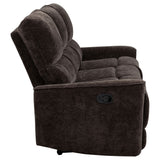 Navarro Reclining Sofa, Loveseat & Glider Recliner - Channel-Tufted Dark Brown Chenille Living Room Sets – view 17