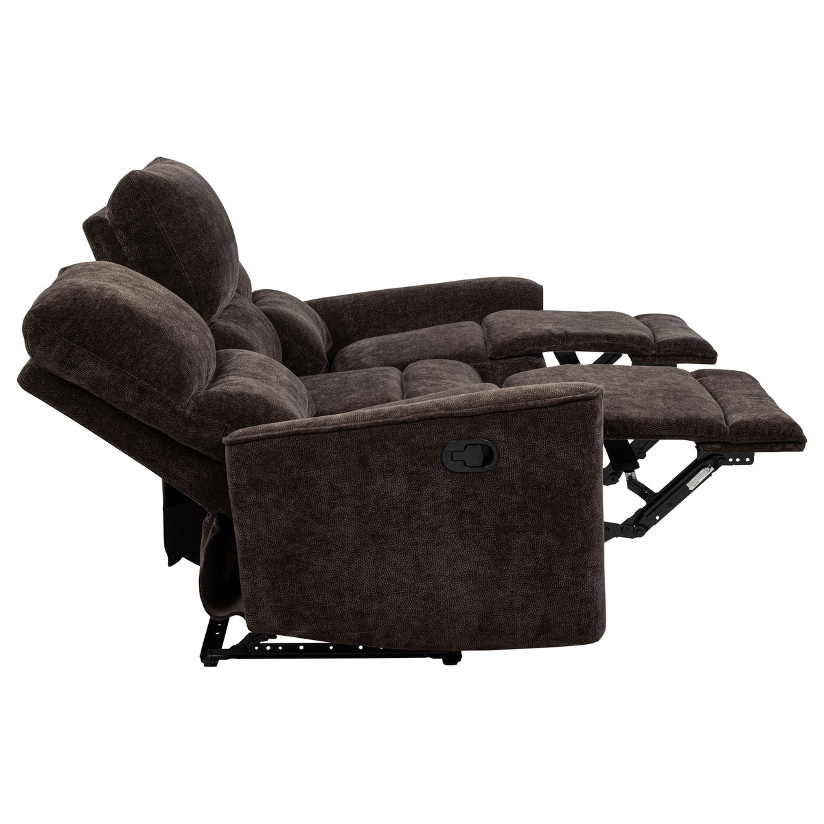 Navarro Reclining Sofa, Loveseat & Glider Recliner - Channel-Tufted Dark Brown Chenille Living Room Sets – view 19