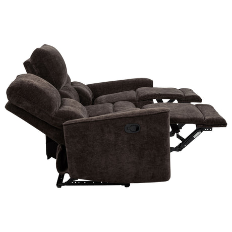 Navarro Reclining Sofa, Loveseat & Glider Recliner - Channel-Tufted Dark Brown Chenille Living Room Sets – view 19