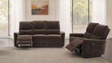 Navarro Reclining Sofa, Loveseat & Glider Recliner - Channel-Tufted Dark Brown Chenille Living Room Sets