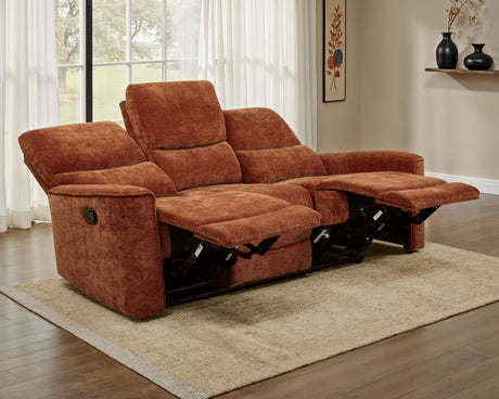 Navarro Reclining Sofa, Loveseat & Glider Recliner - Burnt Orange Chenille with Channel-Tufted Backs – view 11
