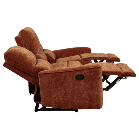 Navarro Reclining Sofa, Loveseat & Glider Recliner - Burnt Orange Chenille with Channel-Tufted Backs – view 18