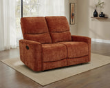 Navarro Reclining Sofa, Loveseat & Glider Recliner - Burnt Orange Chenille with Channel-Tufted Backs – view 2