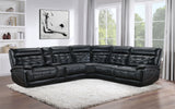 Hewitt 3-Piece Dual Power Reclining Sectional - Black Top Grain Leather with Power Headrests & Wireless Charging – view 1