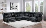 Hewitt 3-Piece Dual Power Reclining Sectional - Black Top Grain Leather with Power Headrests & Wireless Charging – view 3
