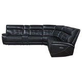 Hewitt 3-Piece Dual Power Reclining Sectional - Black Top Grain Leather with Power Headrests & Wireless Charging – view 5