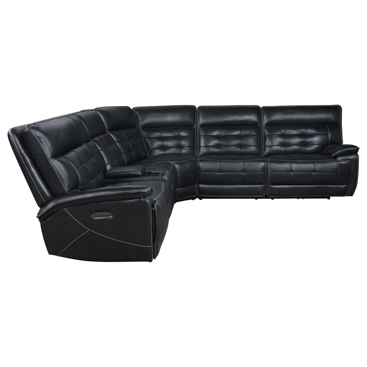 Hewitt 3-Piece Dual Power Reclining Sectional - Black Top Grain Leather with Power Headrests & Wireless Charging – view 7