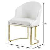 Desmond Contemporary Faux Leather Dining Chair with Gold Legs - side view