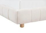 Ctera Queen Velvet Bed Frame with 30" Shell-Shaped Headboard, Low Profile in Cream - front view