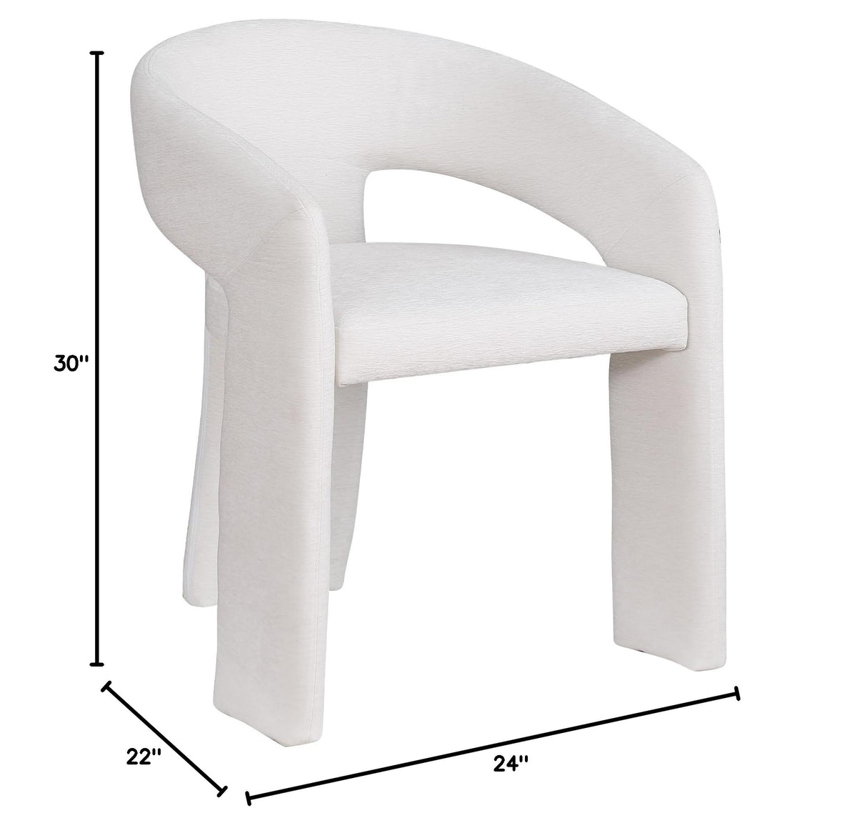 Cecile Contemporary Accent, Soft Chenille Fabric Upholstered in Cream - side view