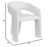 Cecile Contemporary Accent, Soft Chenille Fabric Upholstered in Cream - side view