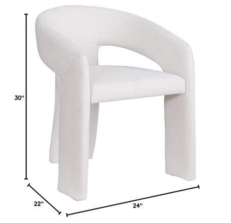 Cecile Contemporary Accent, Soft Chenille Fabric Upholstered in Cream - side view