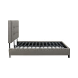 Tufted Panel Upholstered Bed in Gray with Black Wood Legs – image 4