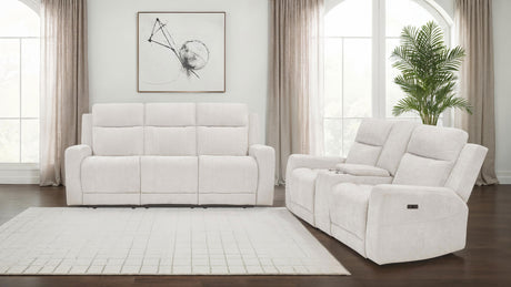 Kennett Power Reclining Sofa, Loveseat & Recliner - Ivory Chenille with USB-A & USB-C Charging - lifestyle