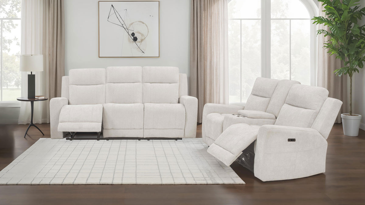 Kennett Power Reclining Sofa, Loveseat & Recliner - 2pcs- Sofa + Loveseat