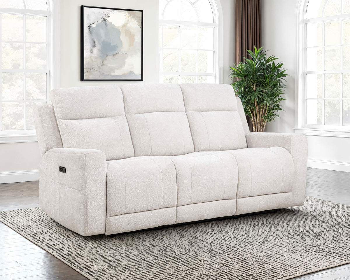 Kennett Power Reclining Sofa, Loveseat & Recliner - Ivory Chenille with USB-A & USB-C Charging – view 1