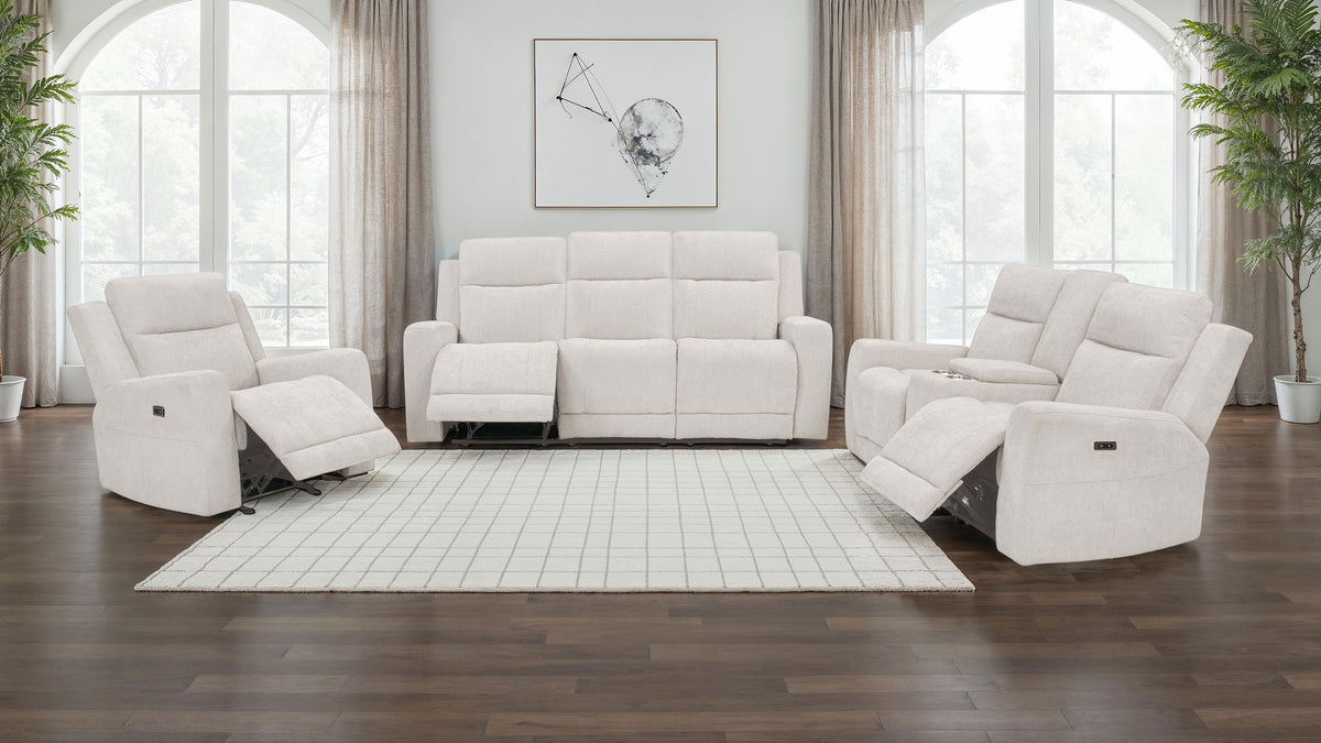 Kennett Power Reclining Sofa, Loveseat & Recliner - Ivory Chenille with USB-A & USB-C Charging – view 19
