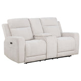 Kennett Power Reclining Sofa, Loveseat & Recliner - Ivory Chenille with USB-A & USB-C Charging