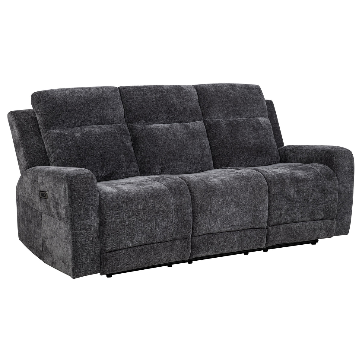 Kennett Power Reclining Sofa, Loveseat & Recliner - Dark Grey Chenille with USB Charging, Living Room Sets – view 8