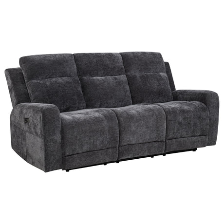 Kennett Power Reclining Sofa, Loveseat & Recliner - Dark Grey Chenille with USB Charging, Living Room Sets – view 8