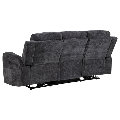 Kennett Power Reclining Sofa, Loveseat & Recliner - Dark Grey Chenille with USB Charging, Living Room Sets – view 10