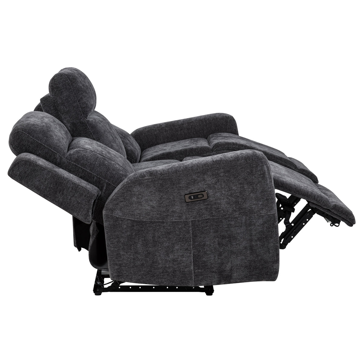 Kennett Power Reclining Sofa, Loveseat & Recliner - Dark Grey Chenille with USB Charging, Living Room Sets – view 12