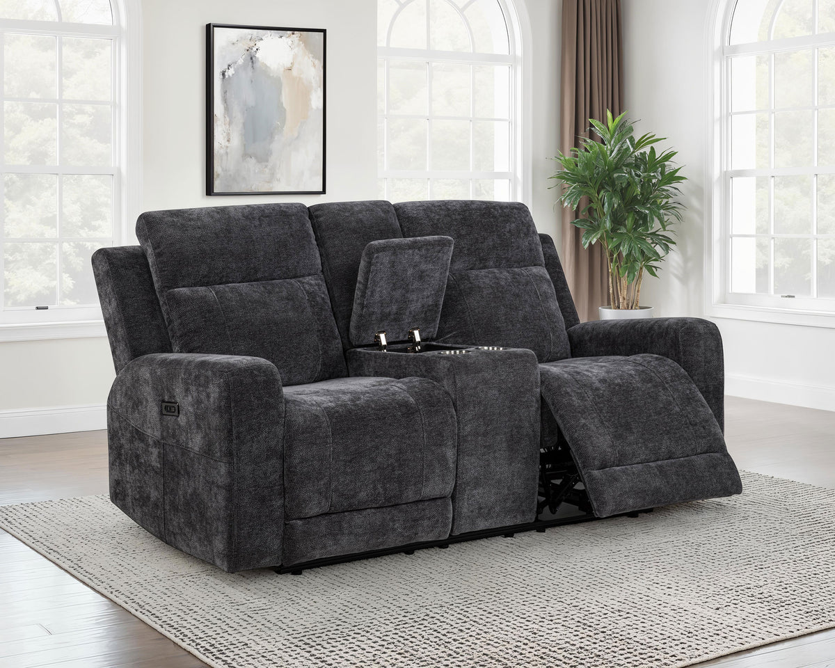 Kennett Power Reclining Sofa, Loveseat & Recliner - Dark Grey Chenille with USB Charging, Living Room Sets – view 18